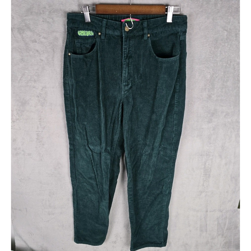 Empyre Tori Forest Green Corduroy Pants Womens Y2K Skater Straight Leg 32x24.5